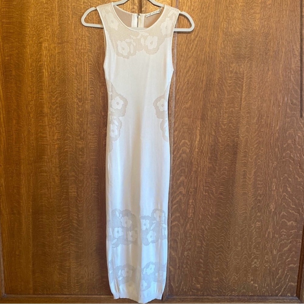 Alice + Olivia nude dress with crochet details